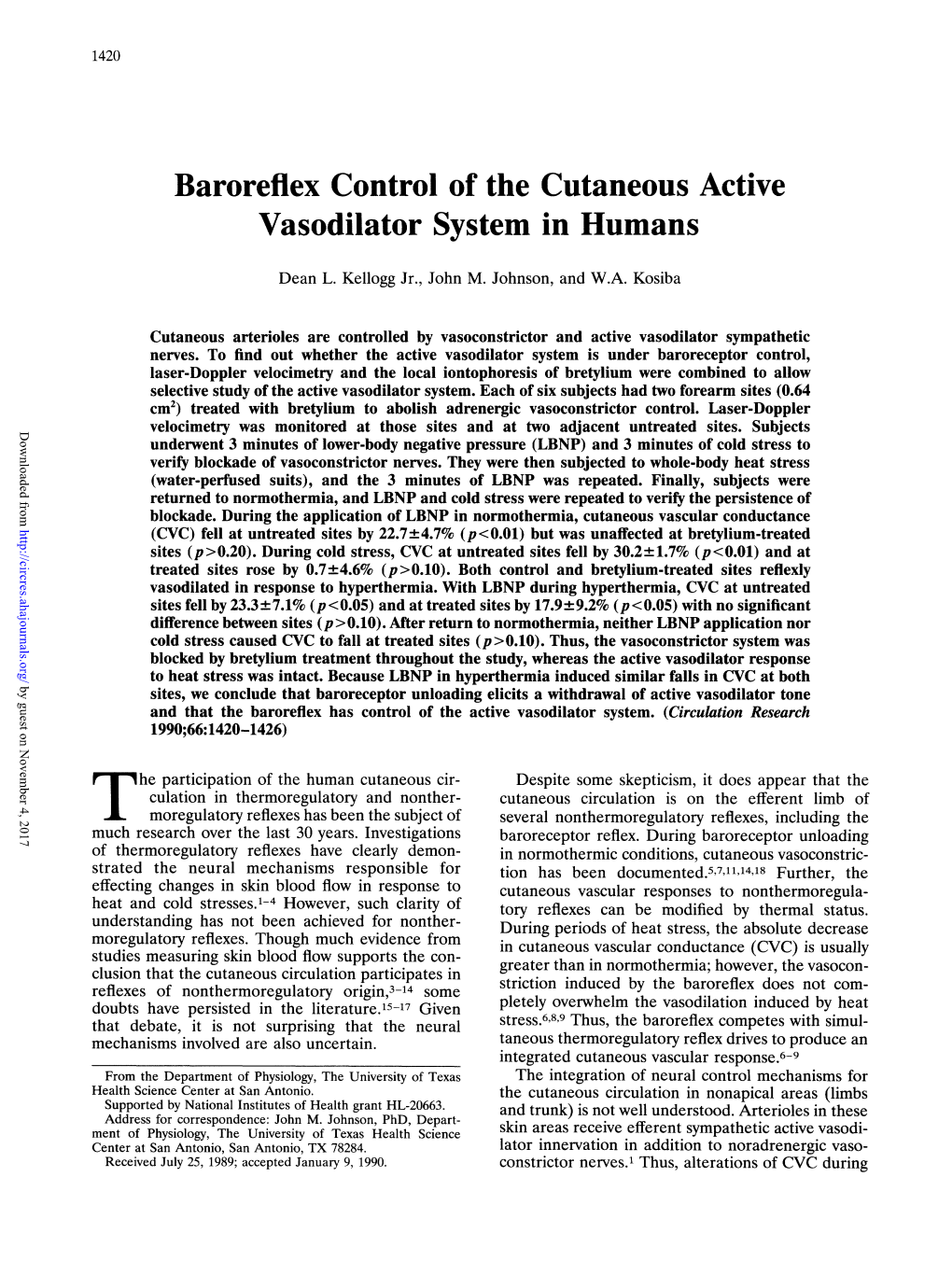 Baroreflex Control of the Cutaneous Active Vasodilator System in Humans