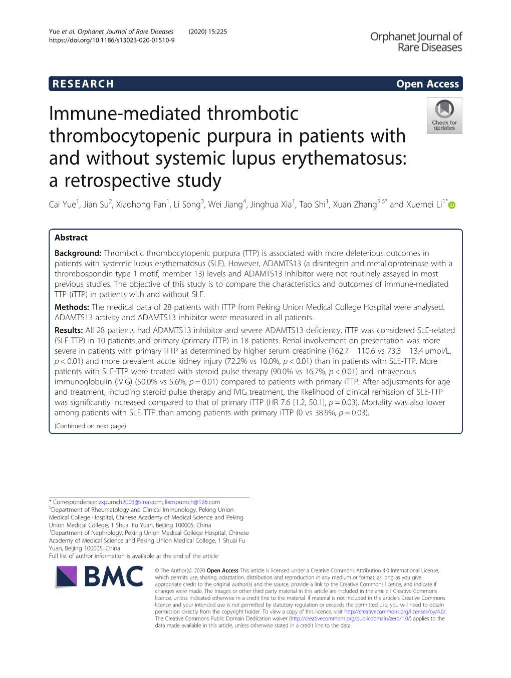 Immune-Mediated Thrombotic Thrombocytopenic Purpura In
