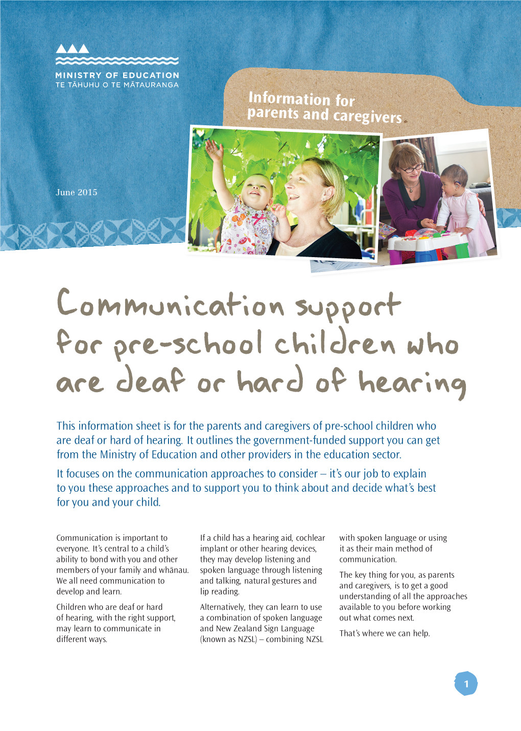 Communication Support for Pre-School Children Who Are Deaf Or Hard of Hearing