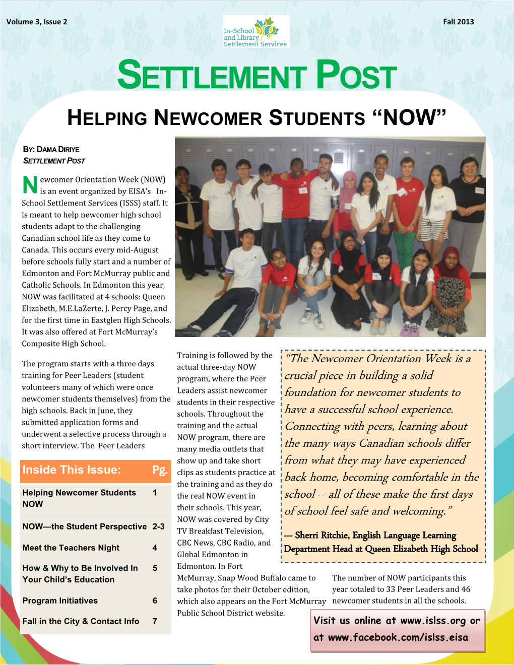 Settlement Post Helping Newcomer Students “Now”