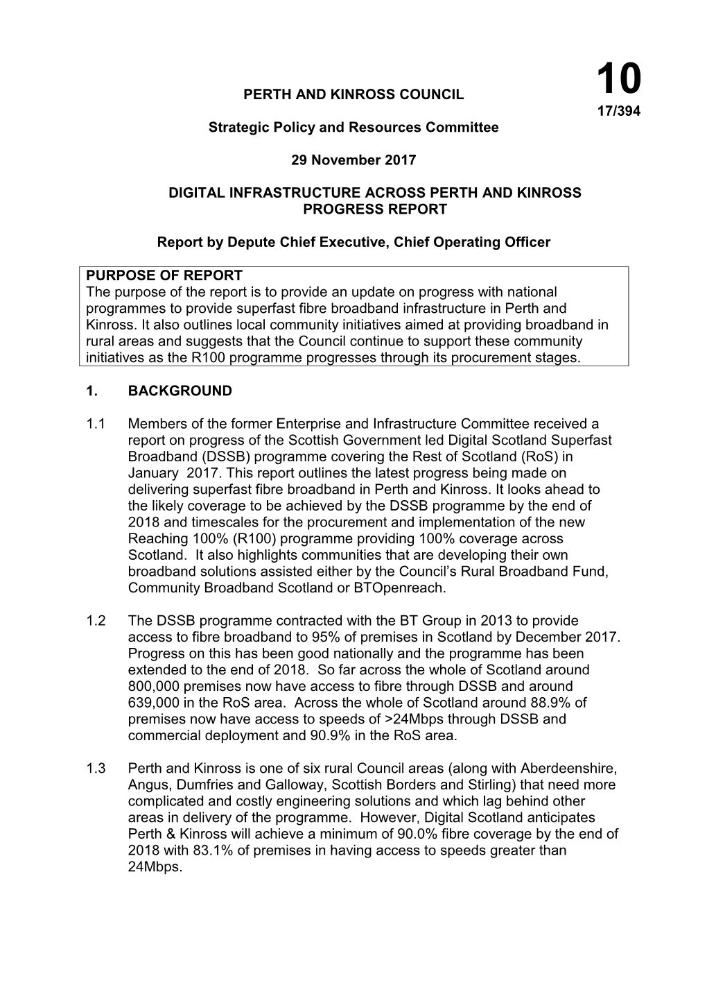 PERTH and KINROSS COUNCIL 10 17/394 Strategic Policy and Resources Committee