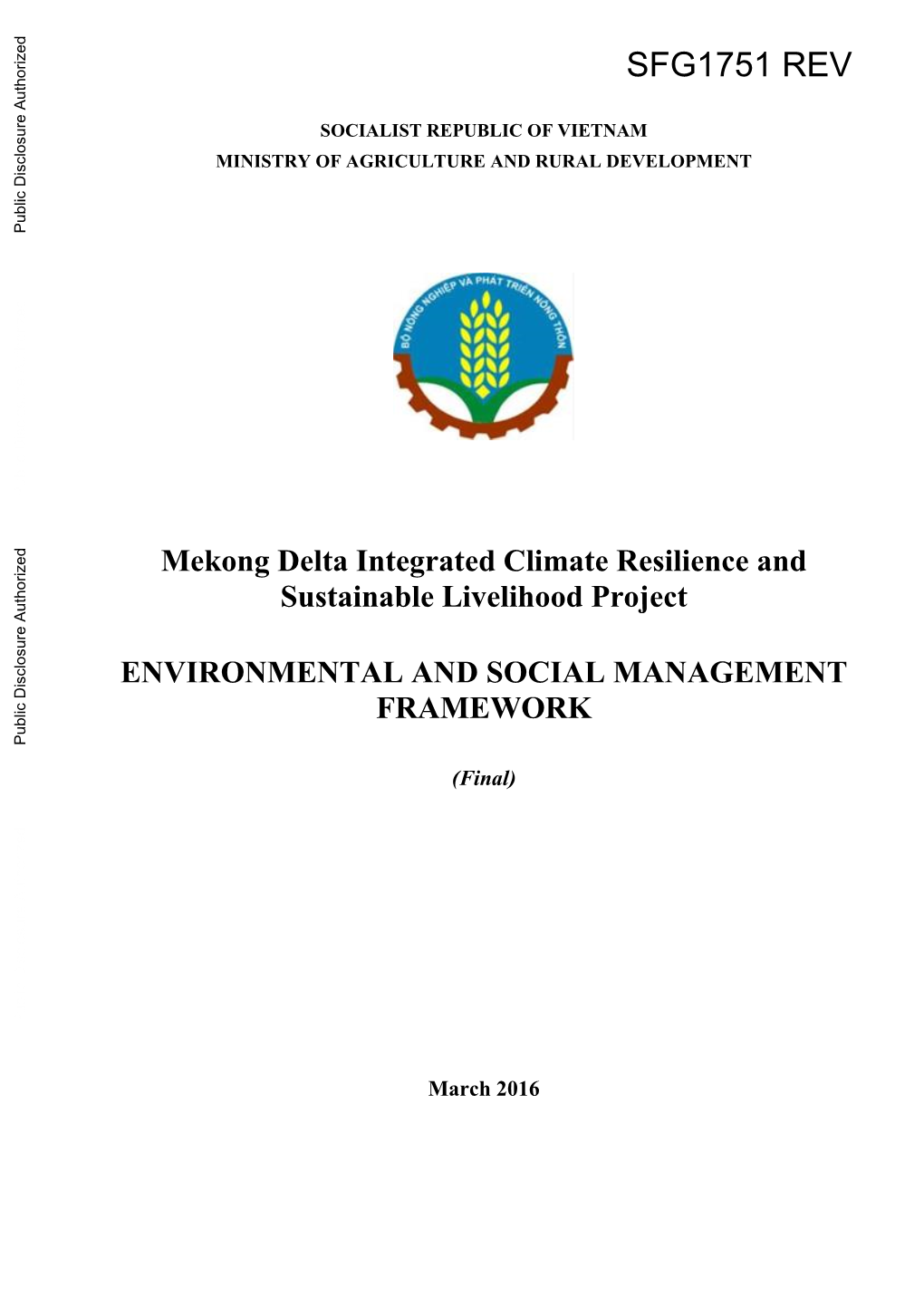 Mekong Delta Integrated Climate Resilience and Sustainable Livelihood Project