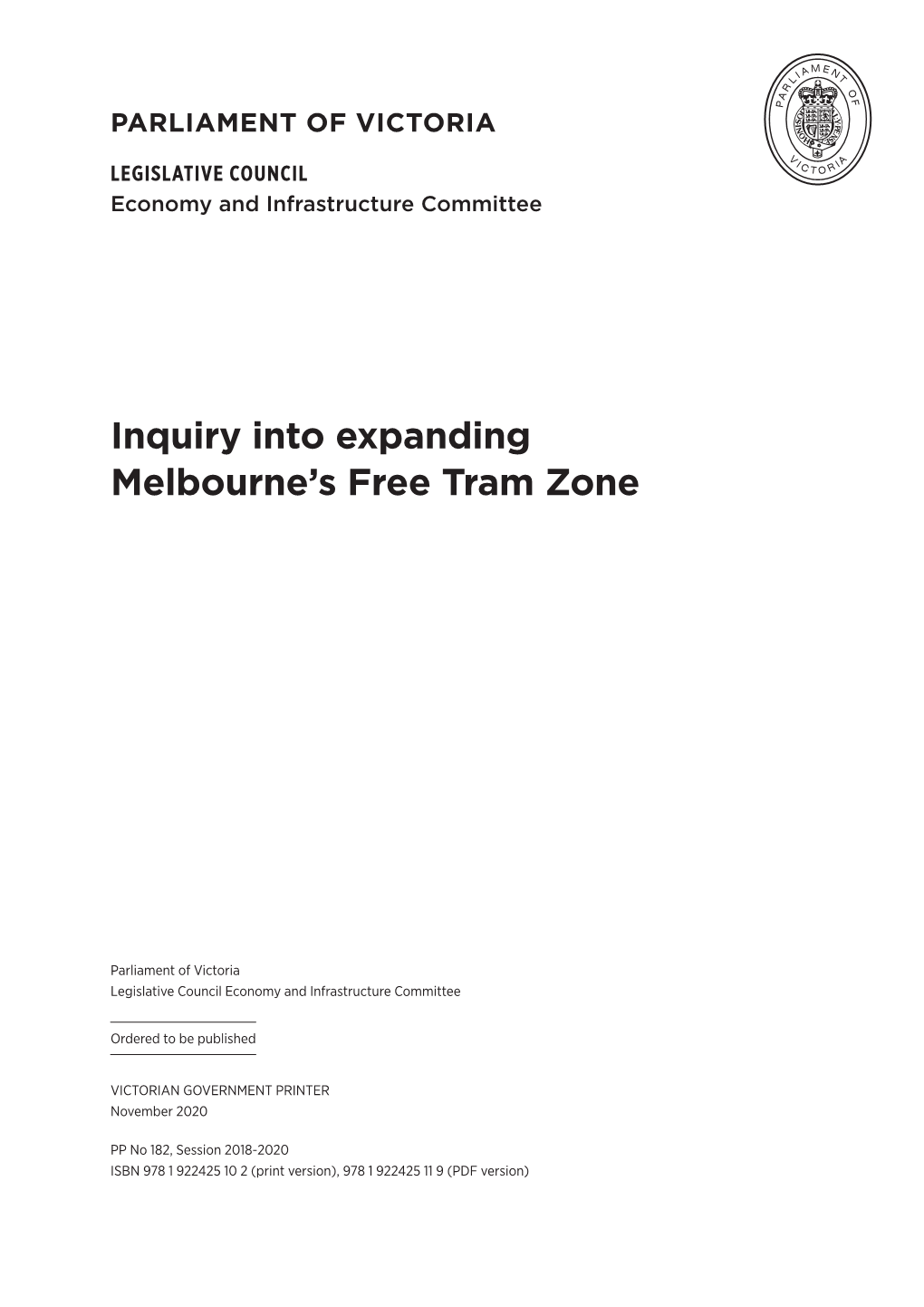 Inquiry Into Expanding Melbourne's Free Tram Zone