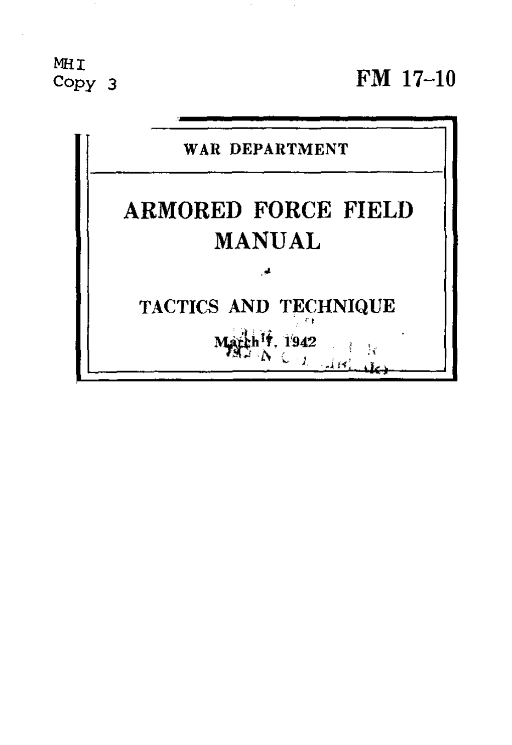 Armored Force Field Manual