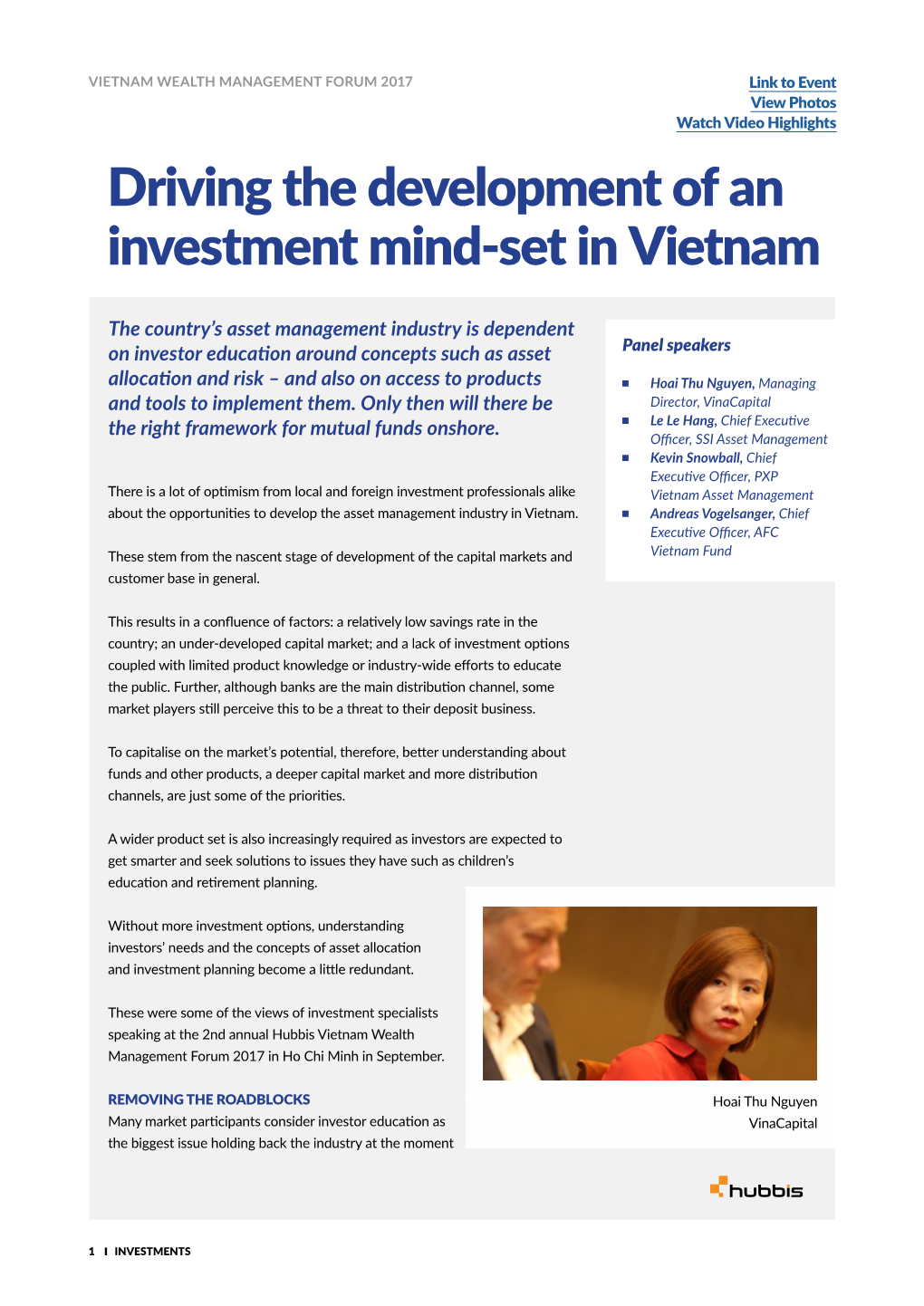 Driving the Development of an Investment Mind-Set in Vietnam