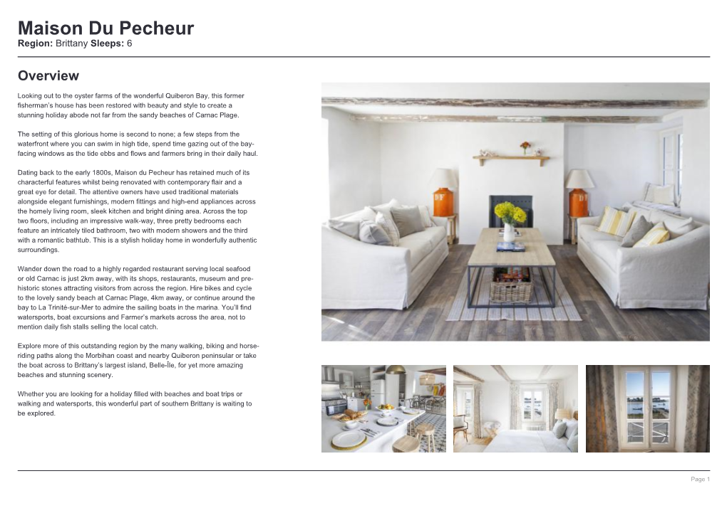 Maison Du Pecheur Region: Brittany Sleeps: 6