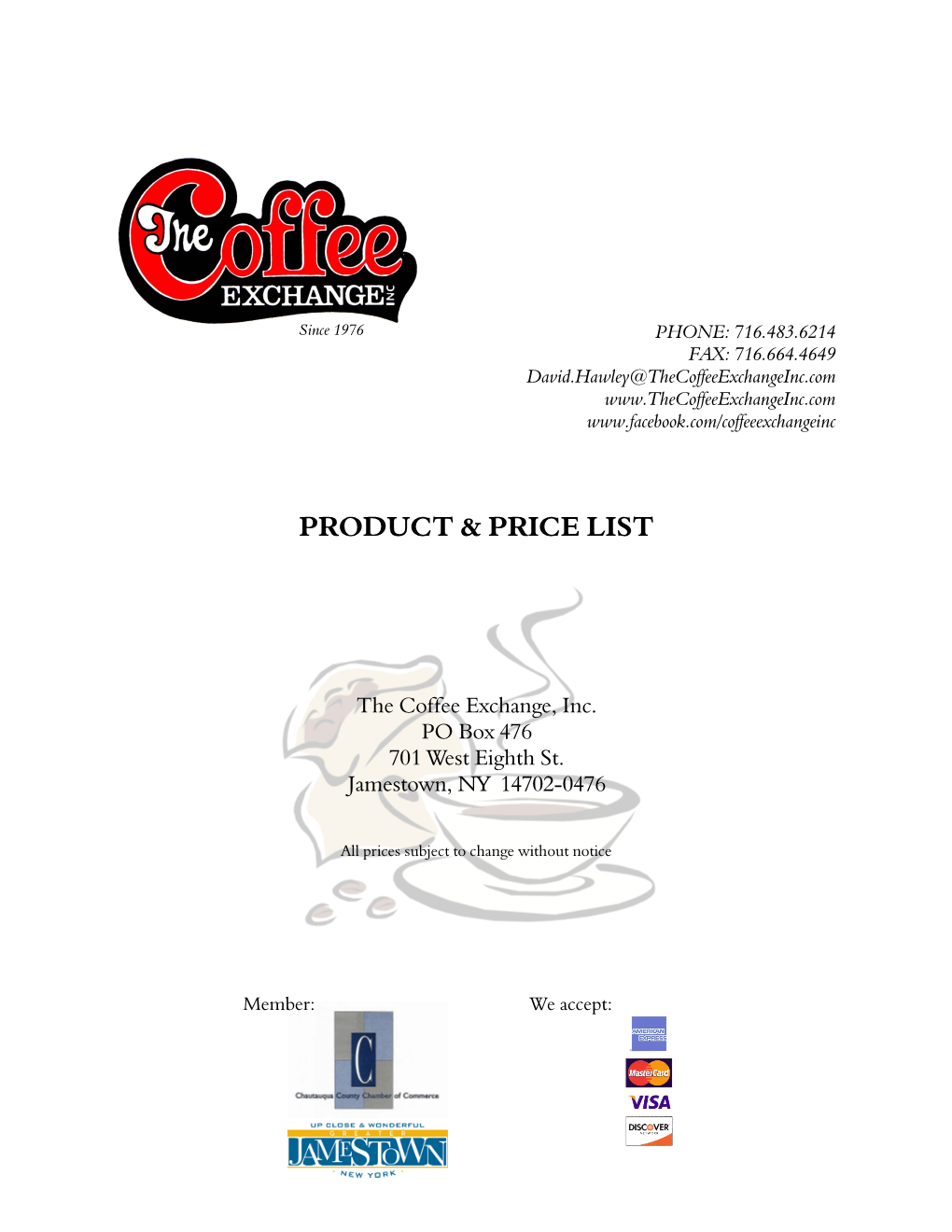 Product & Price List