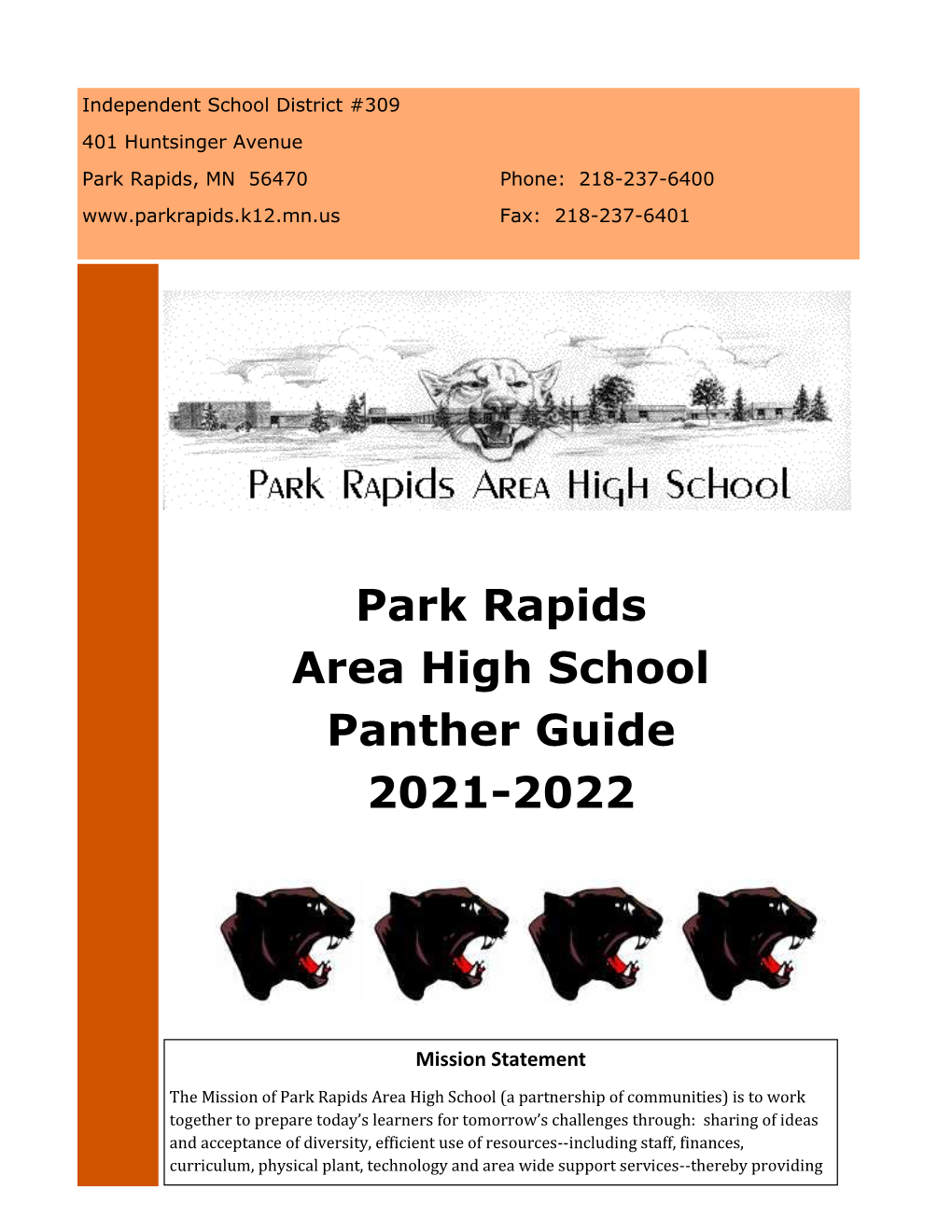Park Rapids Area High School Panther Guide 2021-2022