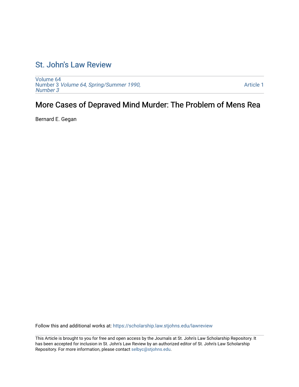 Cases of Depraved Mind Murder: the Problem of Mens Rea