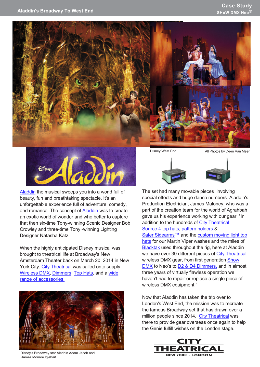 Case Study BEAM CONTROL Aladdin's Broadway to West End Show DMX Neo®