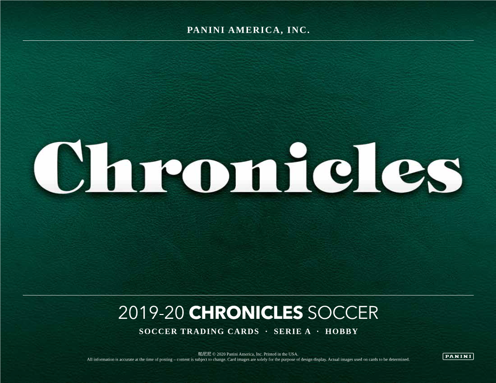 2019-20 Chronicles Soccer Soccer Trading Cards · Serie a · Hobby