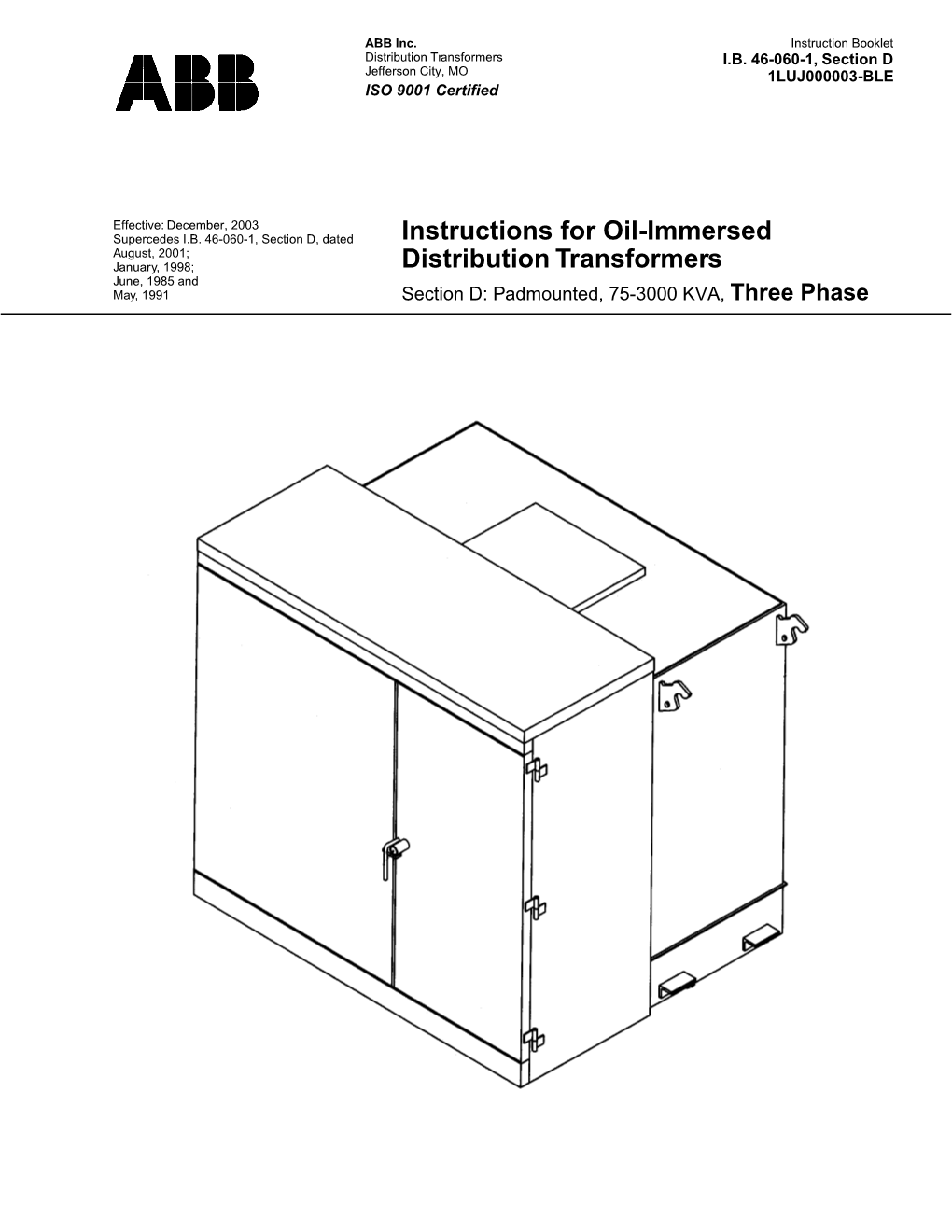 Instructions for Oil-Immersed Distribution Transformers