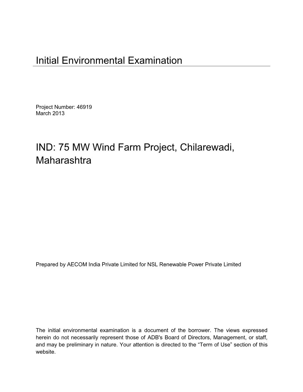 IND: 75 MW Wind Farm Project, Chilarewadi, Maharashtra
