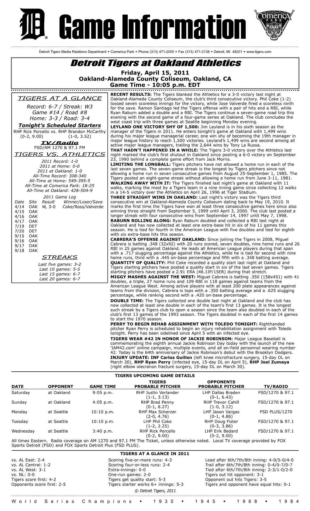 04-15-2011Tigers Game Notes