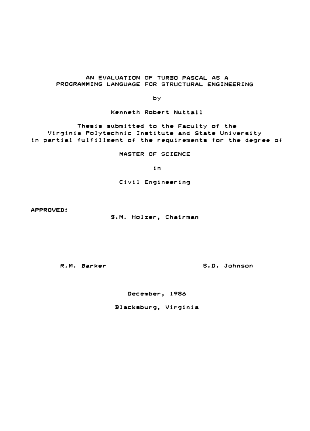 An Evaluation of Turbo Pascal As a Programming Language for Structural Engineering