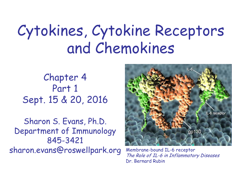 Cytokines, Cytokine Receptors and Chemokines