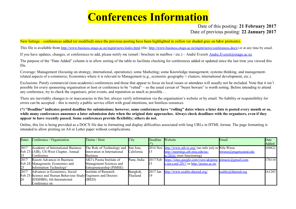 Conferences Information