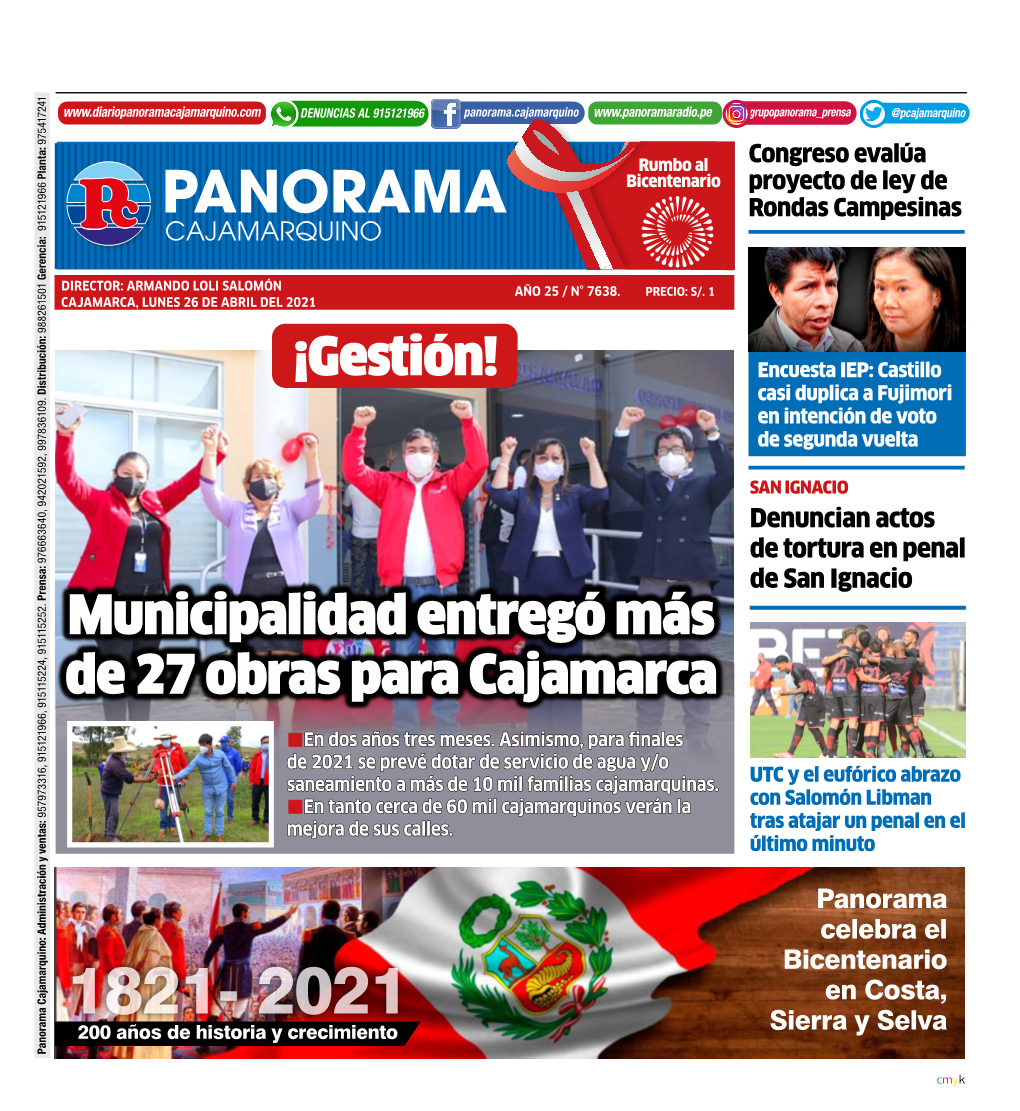 Municipalidad Entregó Más De 27 Obras Para Cajamarca