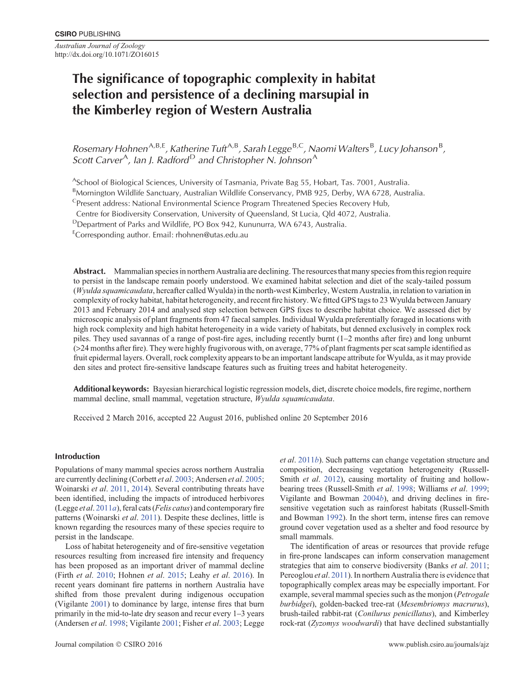 The Significance of Topographic Complexity in Habitat Selection And