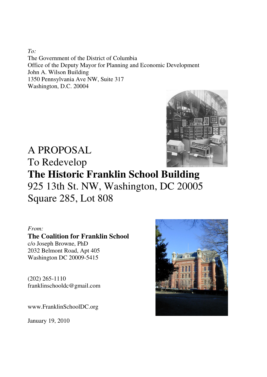 A PROPOSAL to Redevelop the Historic Franklin School Building 925 13Th St