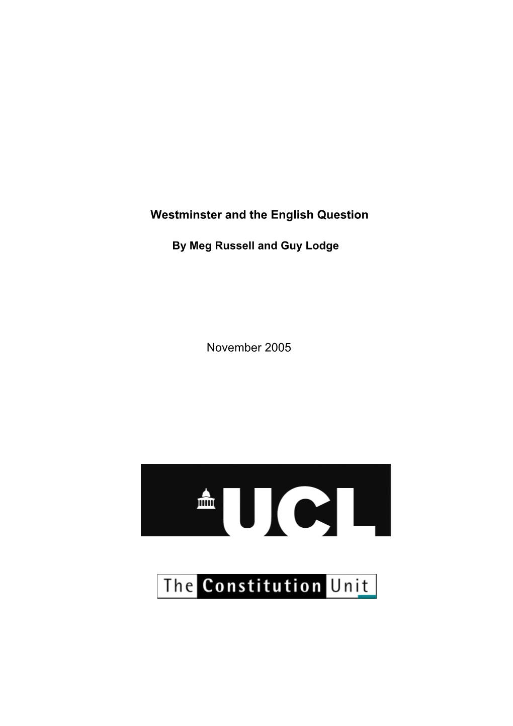 Westminster and the English Question