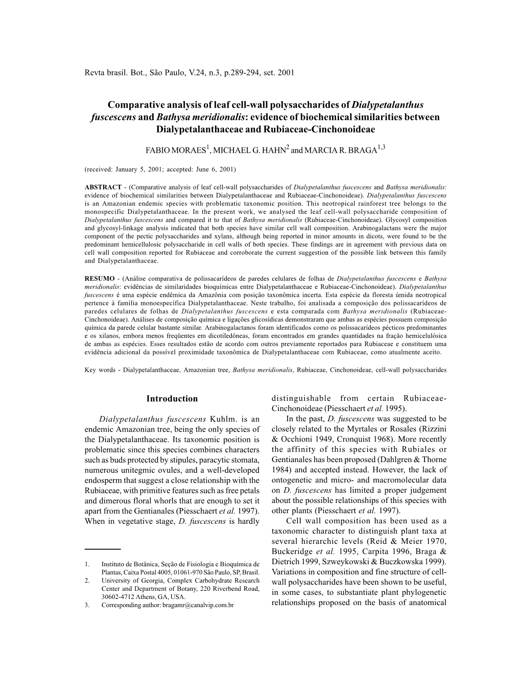 Comparative Analysis of Leaf Cell-Wall Polysaccharides Of