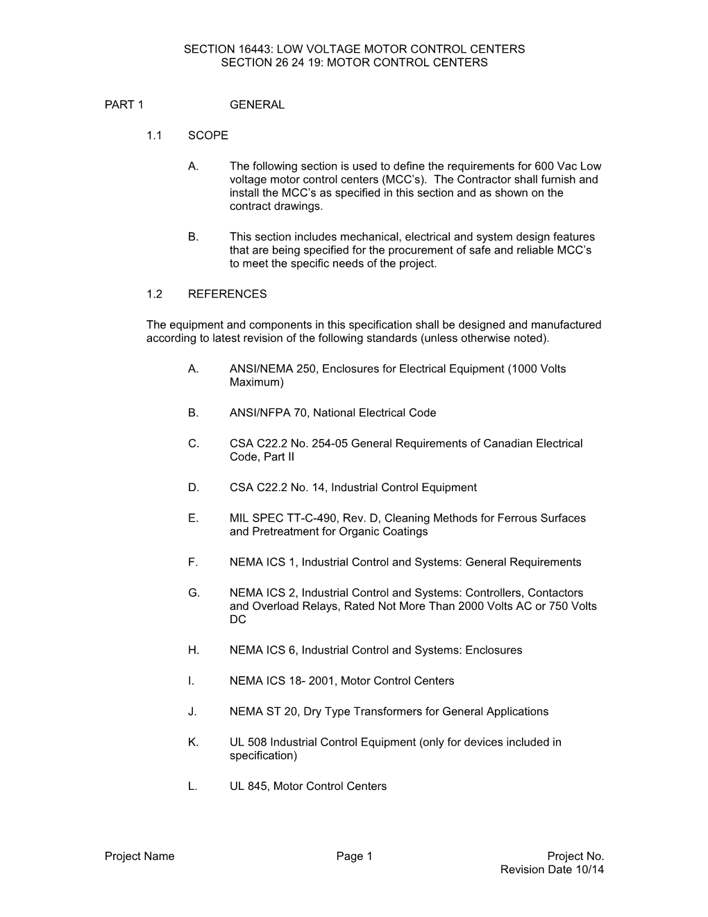 Section 16443: Low Voltage Motor Control Centers