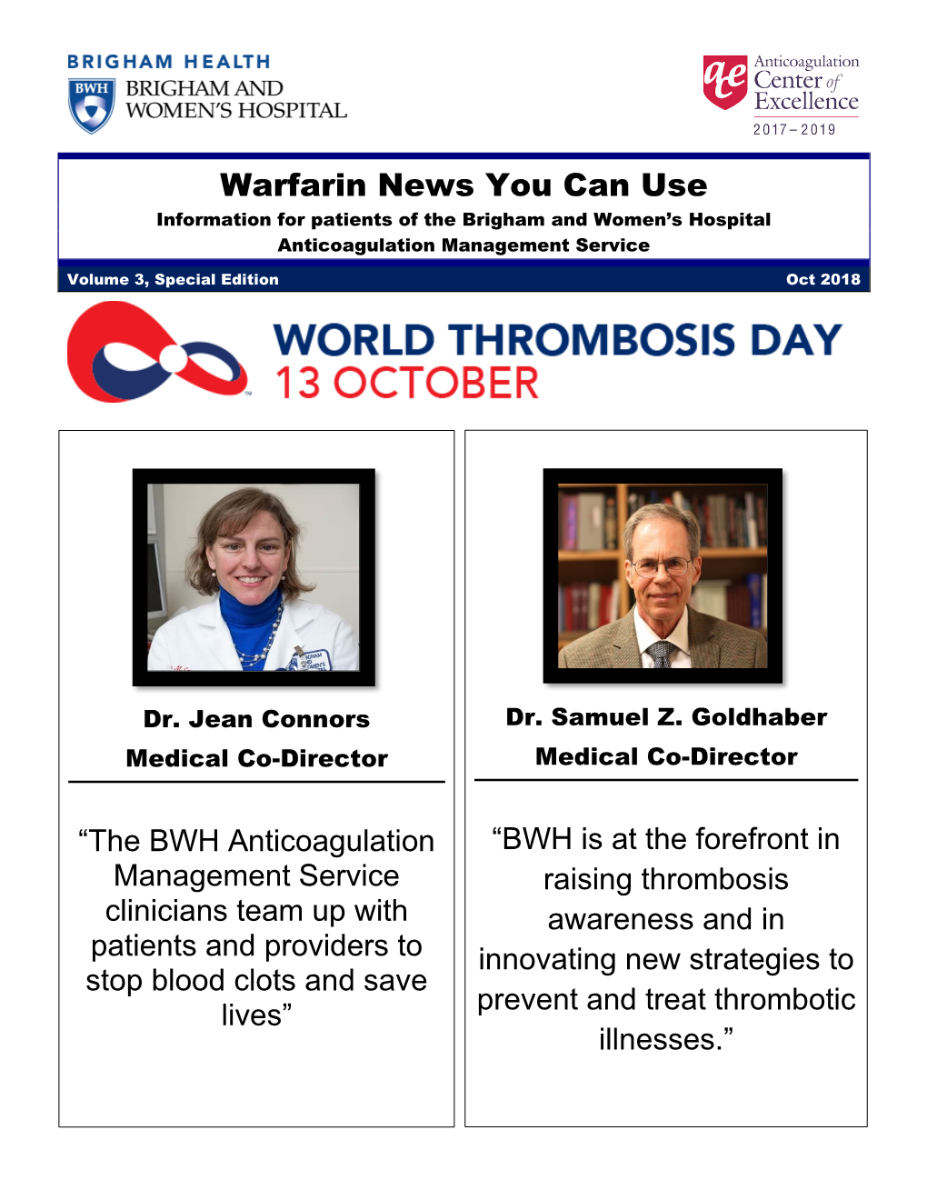 Warfarin News You Can Use Information for Patients of the Brigham and Women’S Hospital Anticoagulation Management Service