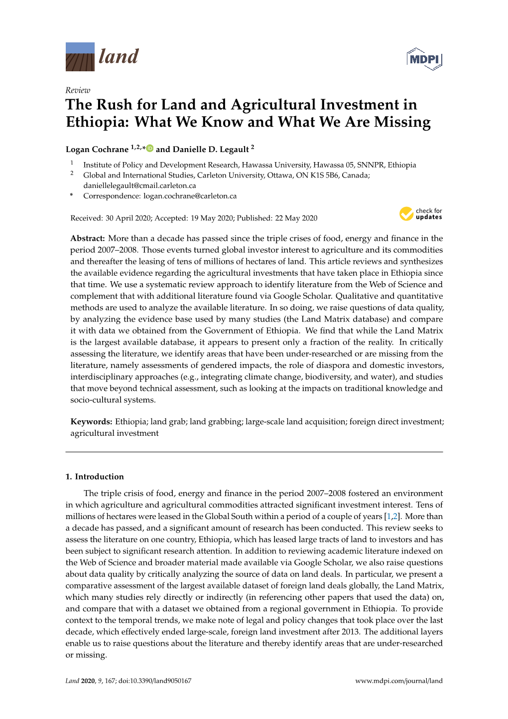 The Rush for Land and Agricultural Investment in Ethiopia: What We Know and What We Are Missing