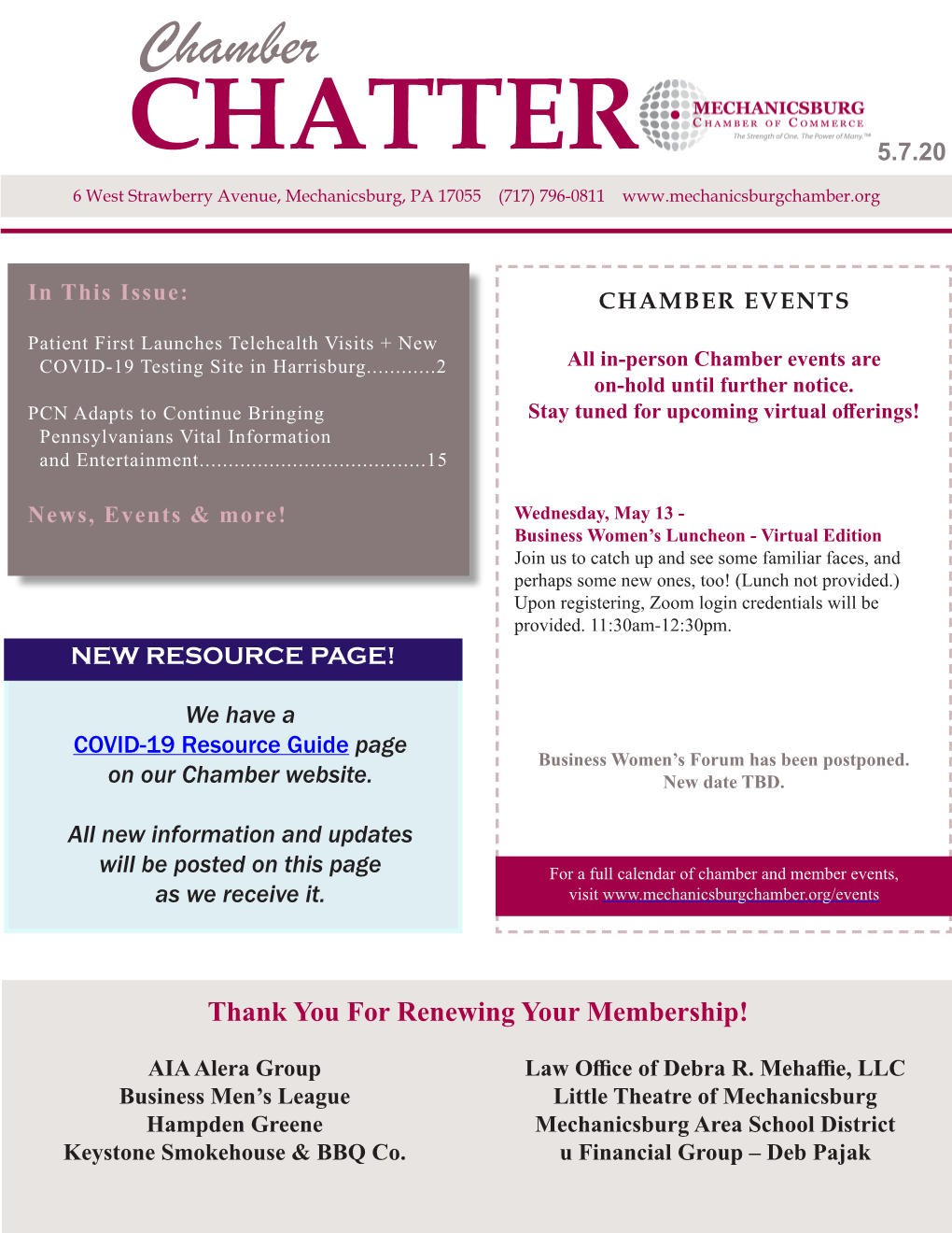 Chamber Chatter Is Published Every Thursday