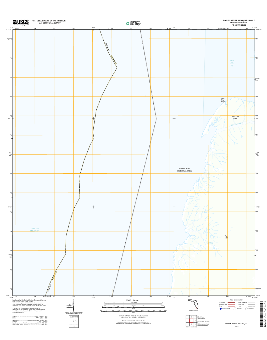 USGS 7.5-Minute Image Map for Shark River Island, Florida