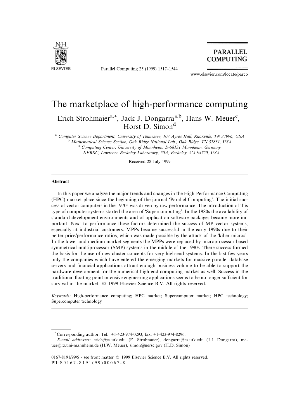 The Marketplace of High-Performance Computing