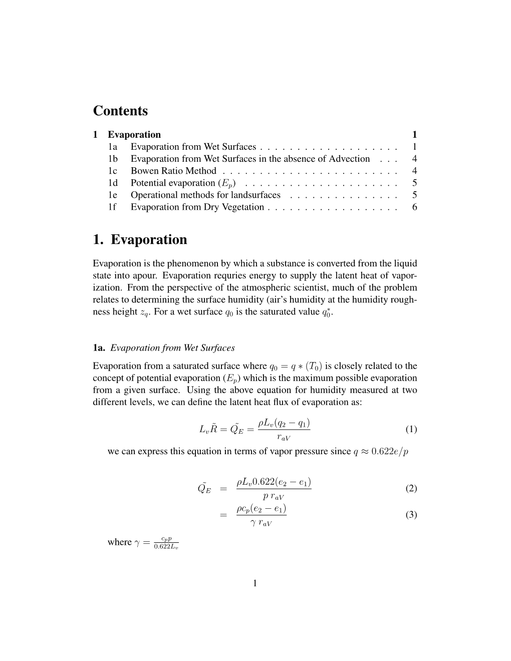 Contents 1. Evaporation