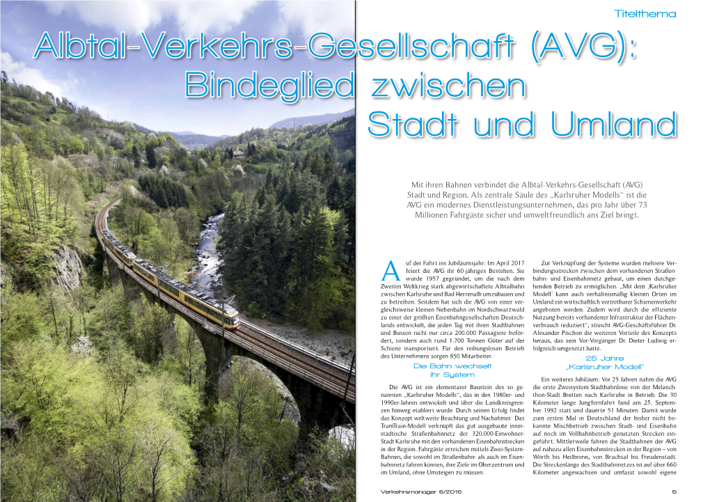 Albtal-Verkehrs-Gesellschaft (AVG): Bindeglied Zwischen Stadt Und Umland