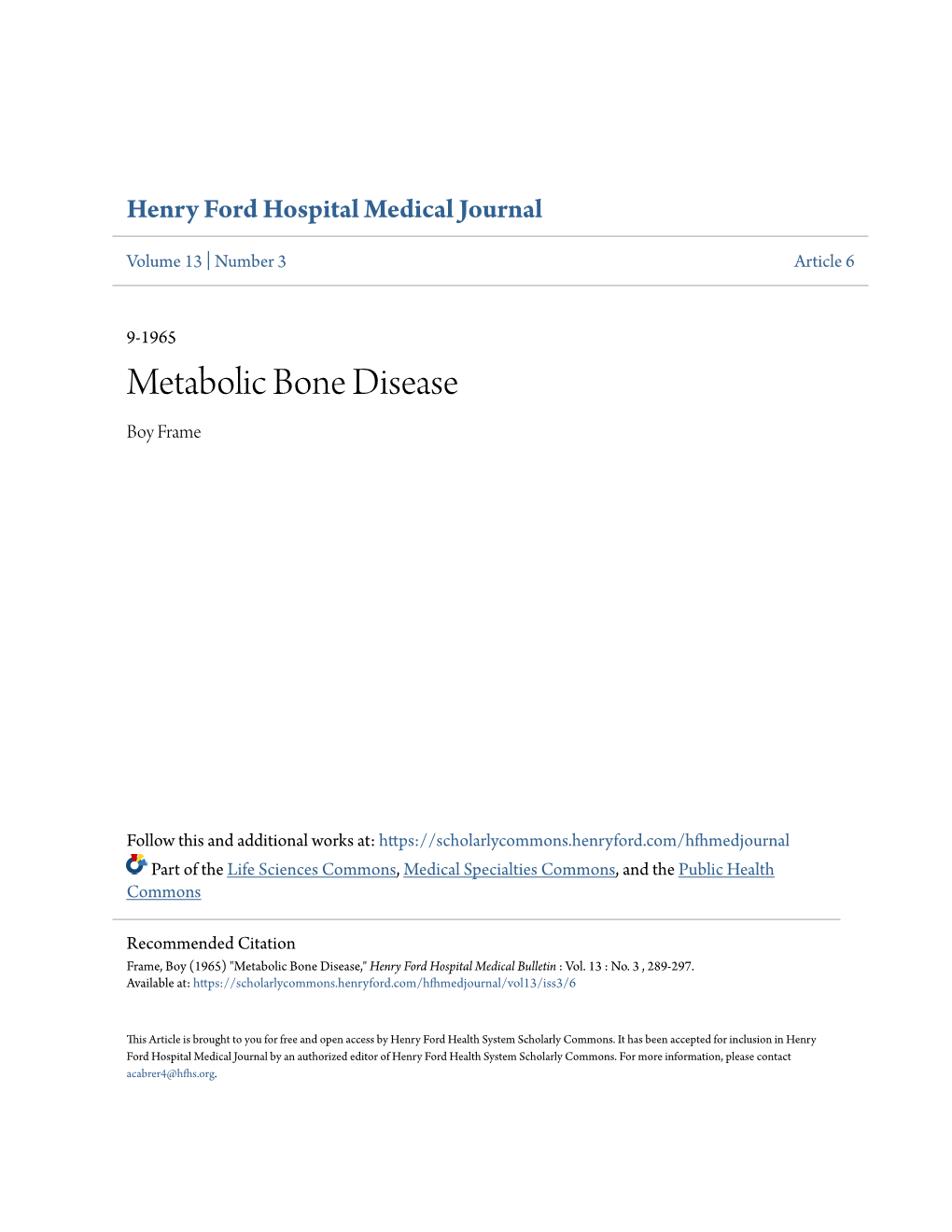 Metabolic Bone Disease Boy Frame