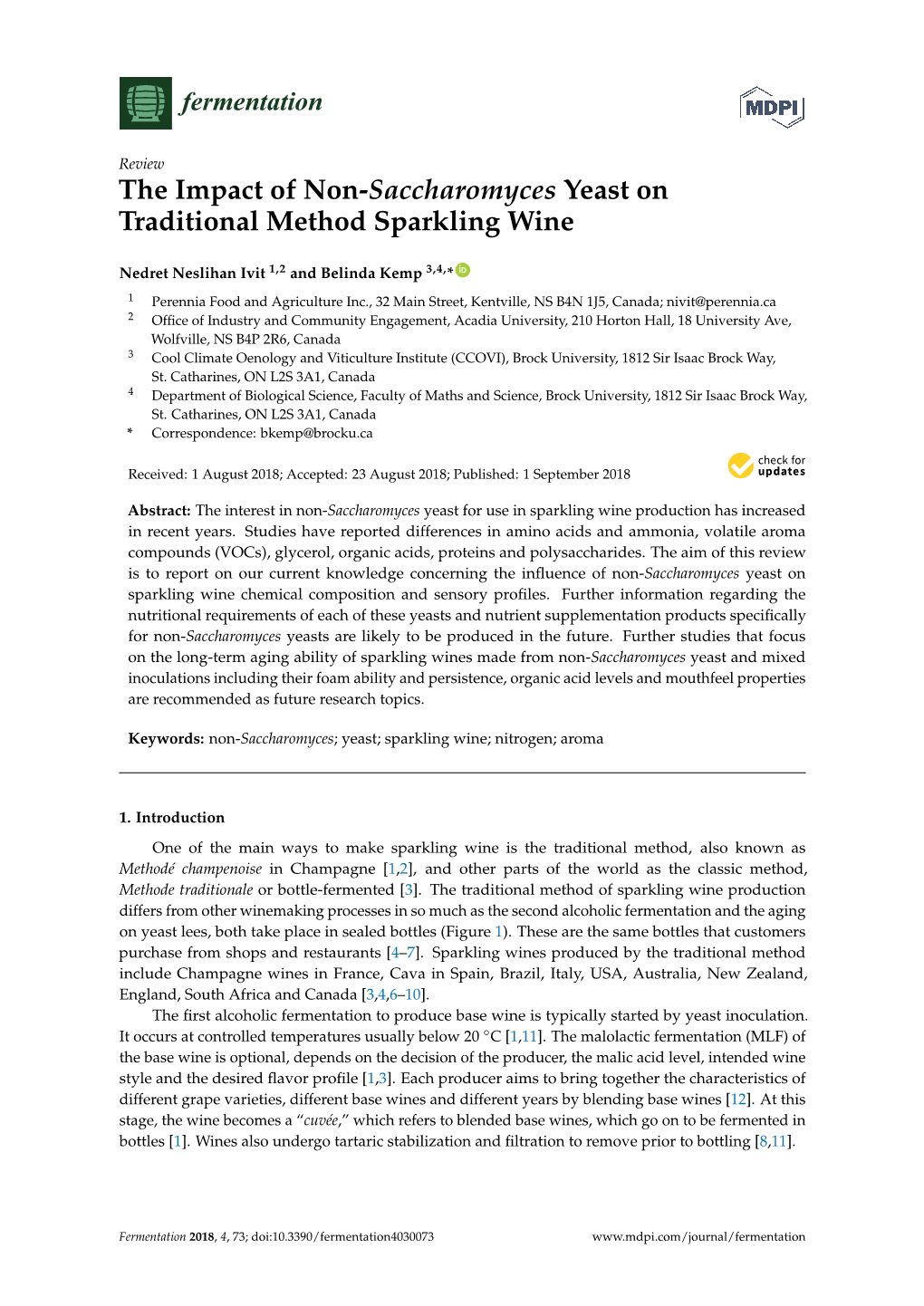 The Impact of Non-Saccharomyces Yeast on Traditional Method Sparkling Wine