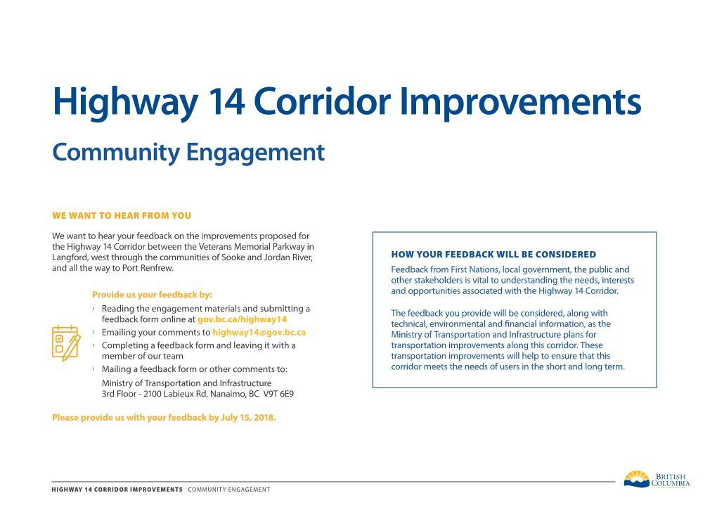 Highway 14 Corridor Improvements: Community Engagement