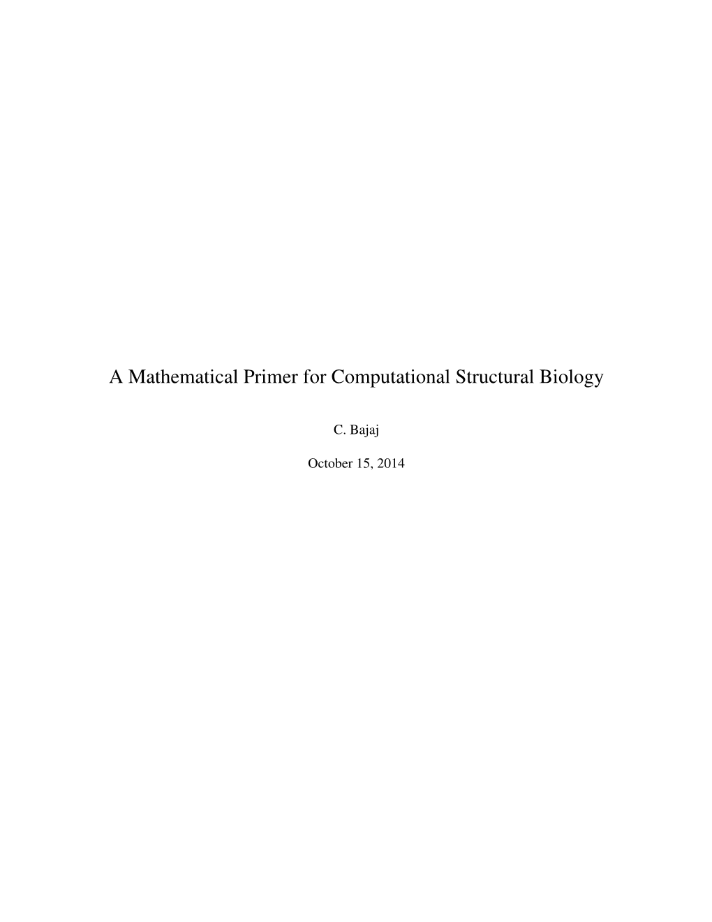 A Mathematical Primer for Computational Structural Biology