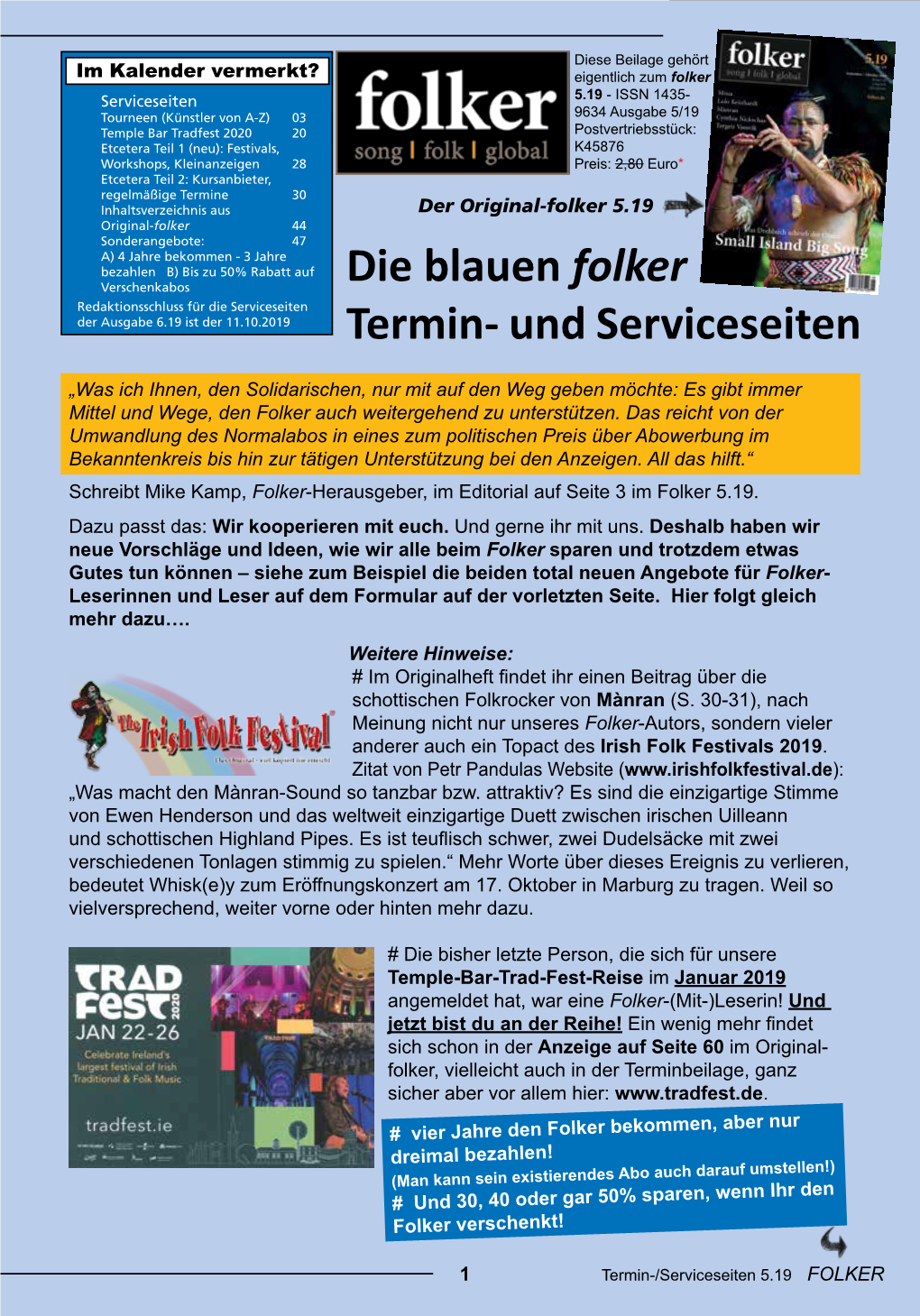 Die Blauen Folker Termin- Und Serviceseiten