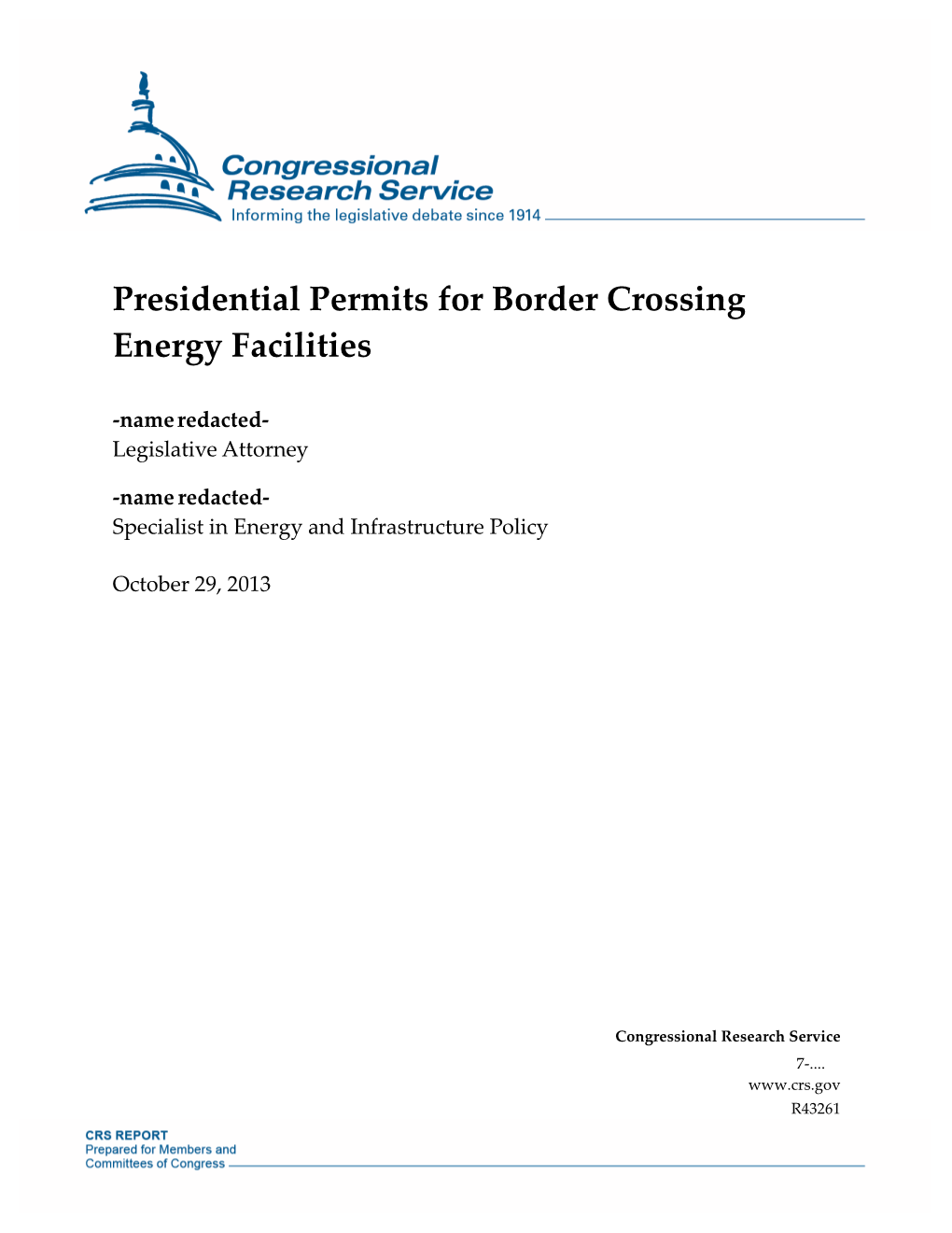 Presidential Permits for Border Crossing Energy Facilities