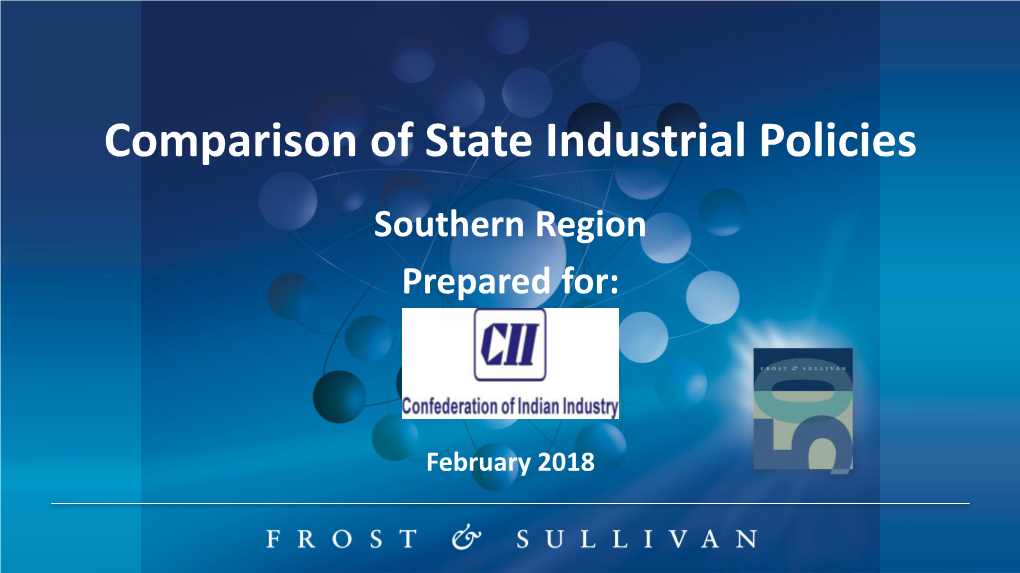 Comparison of State Industrial Policies Southern Region Prepared For