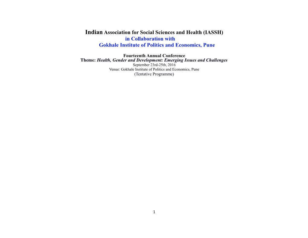 Indian Association for Social Sciences and Health (IASSH)