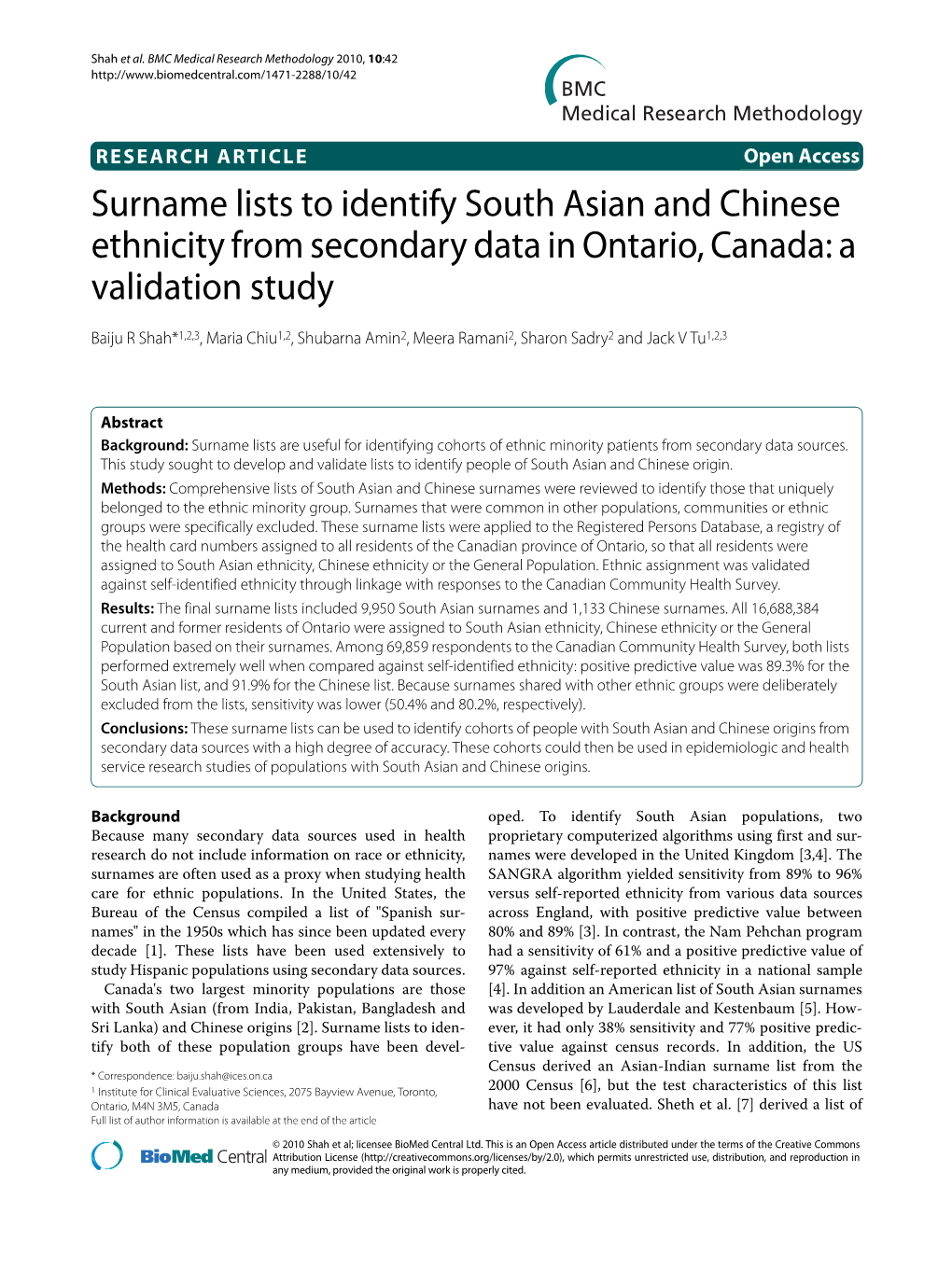 Surname Lists to Identify South Asian and Chinese Ethnicity From