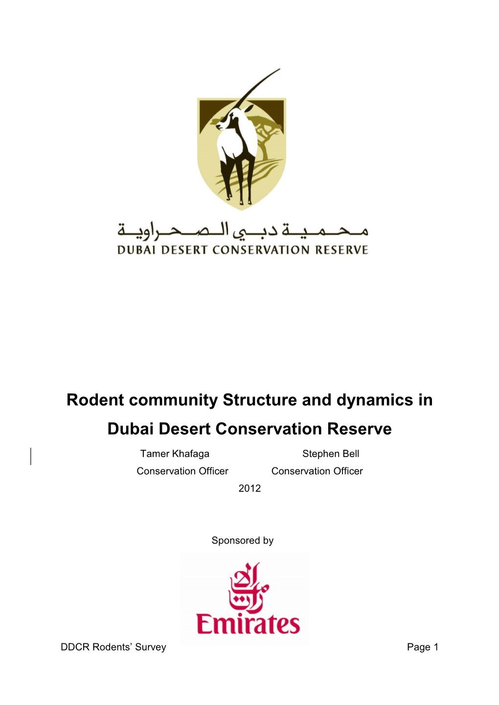 Rodent Community Structure and Dynamics in Dubai Desert Conservation Reserve