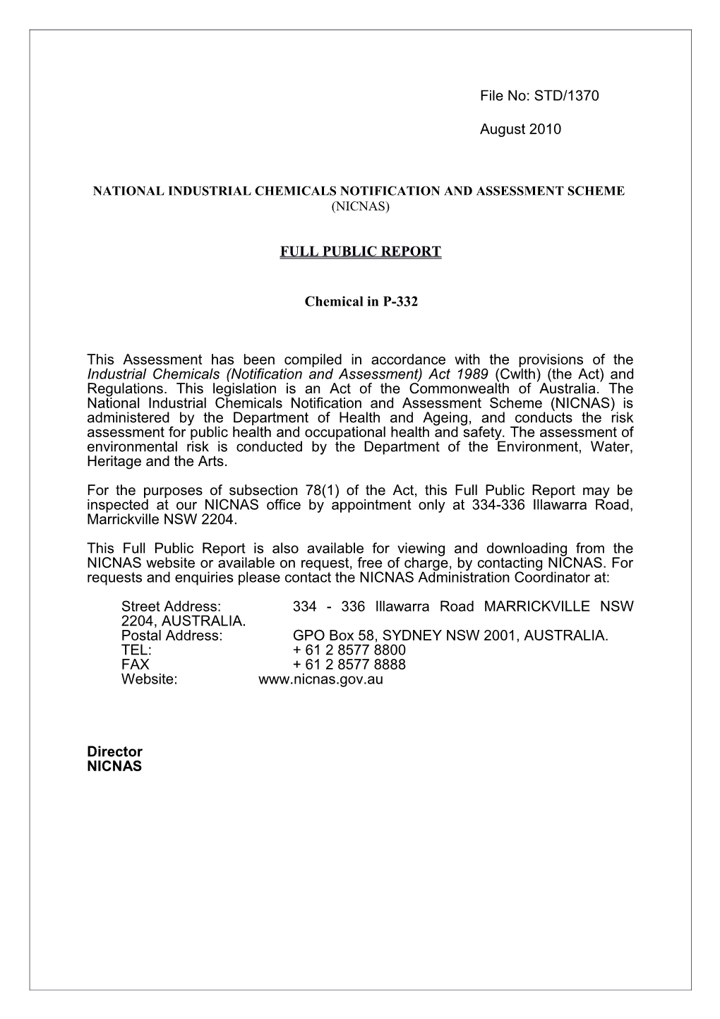 National Industrial Chemicals Notification and Assessment Scheme s23