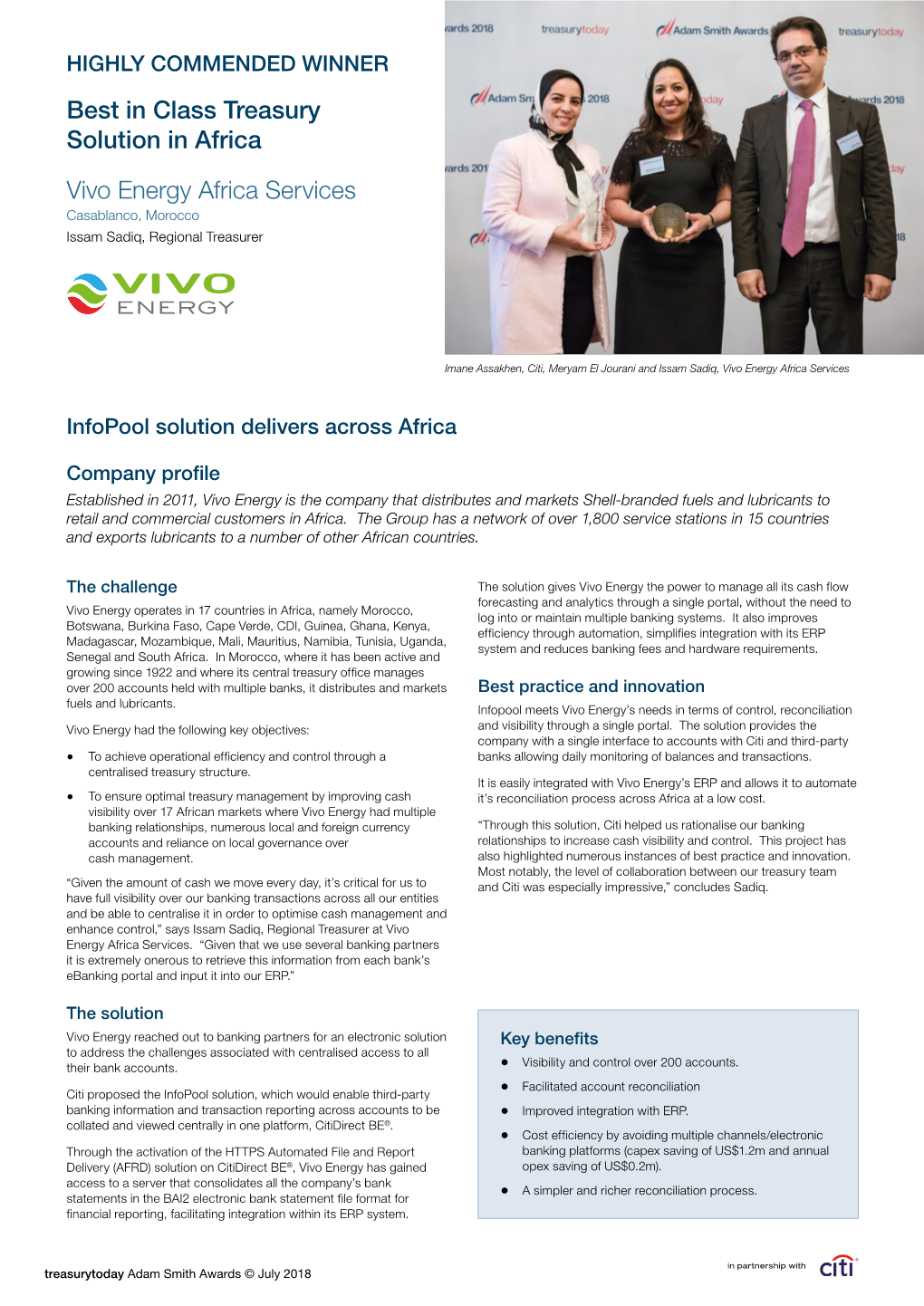 Best in Class Treasury Solution in Africa Vivo Energy Africa Services