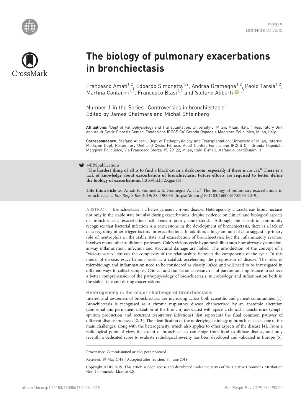 The Biology of Pulmonary Exacerbations in Bronchiectasis