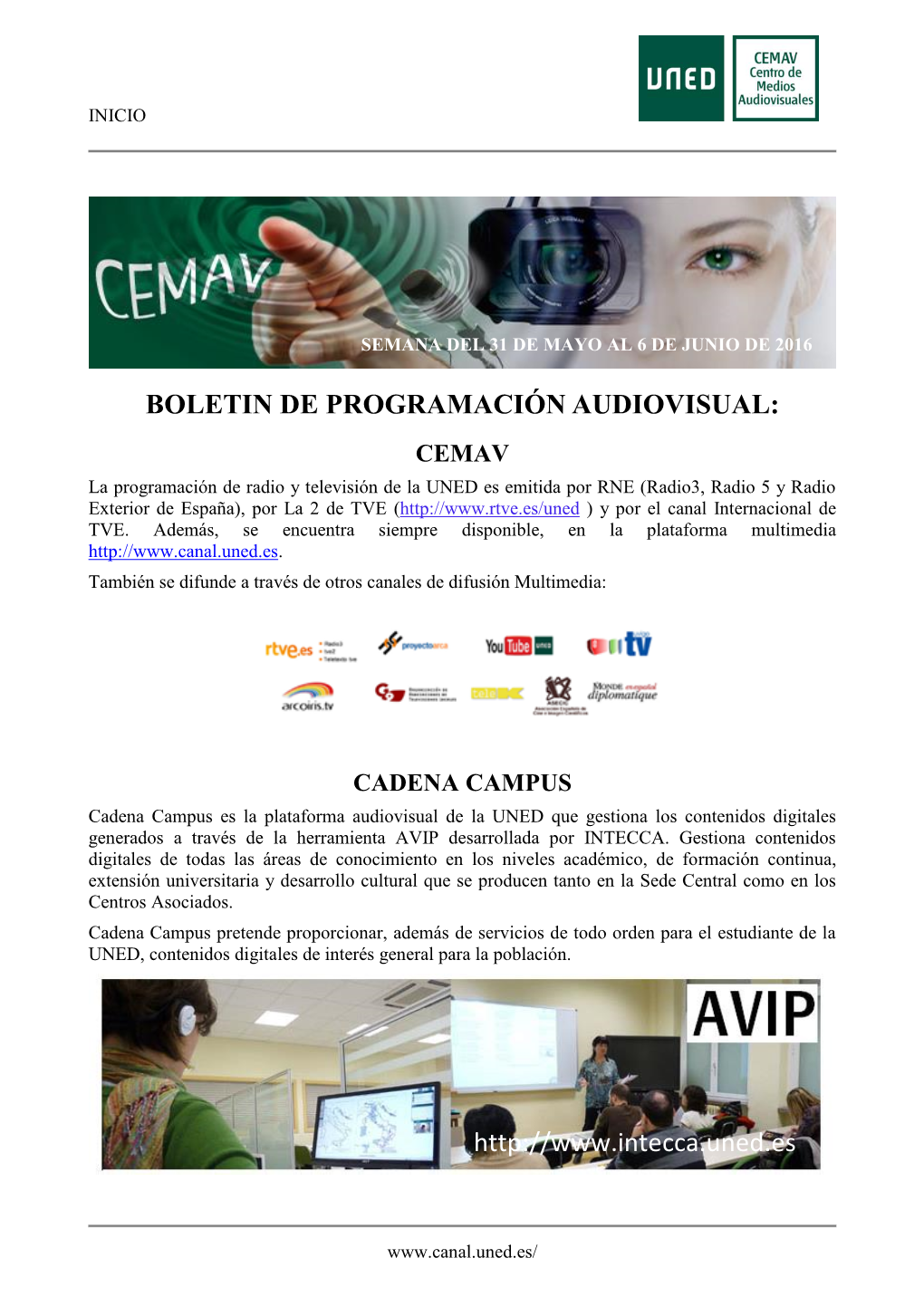 Boletín De Programación Audiovisual