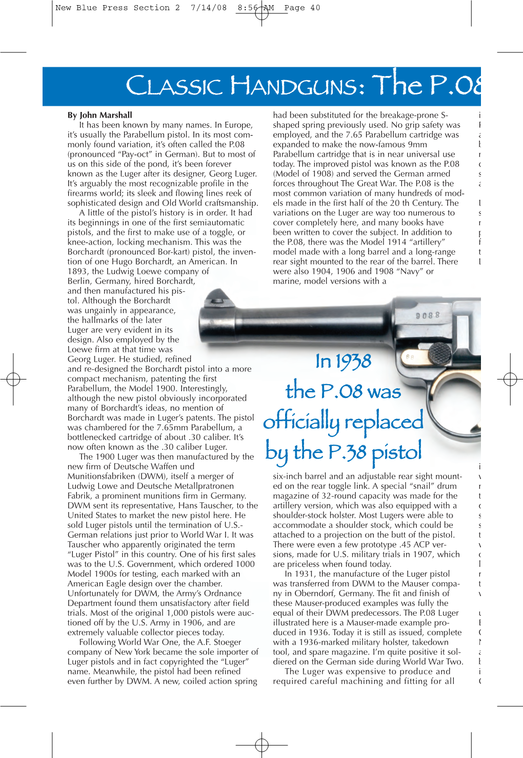 CLASSIC HANDGUNS: the P.08 “Luger” Pa