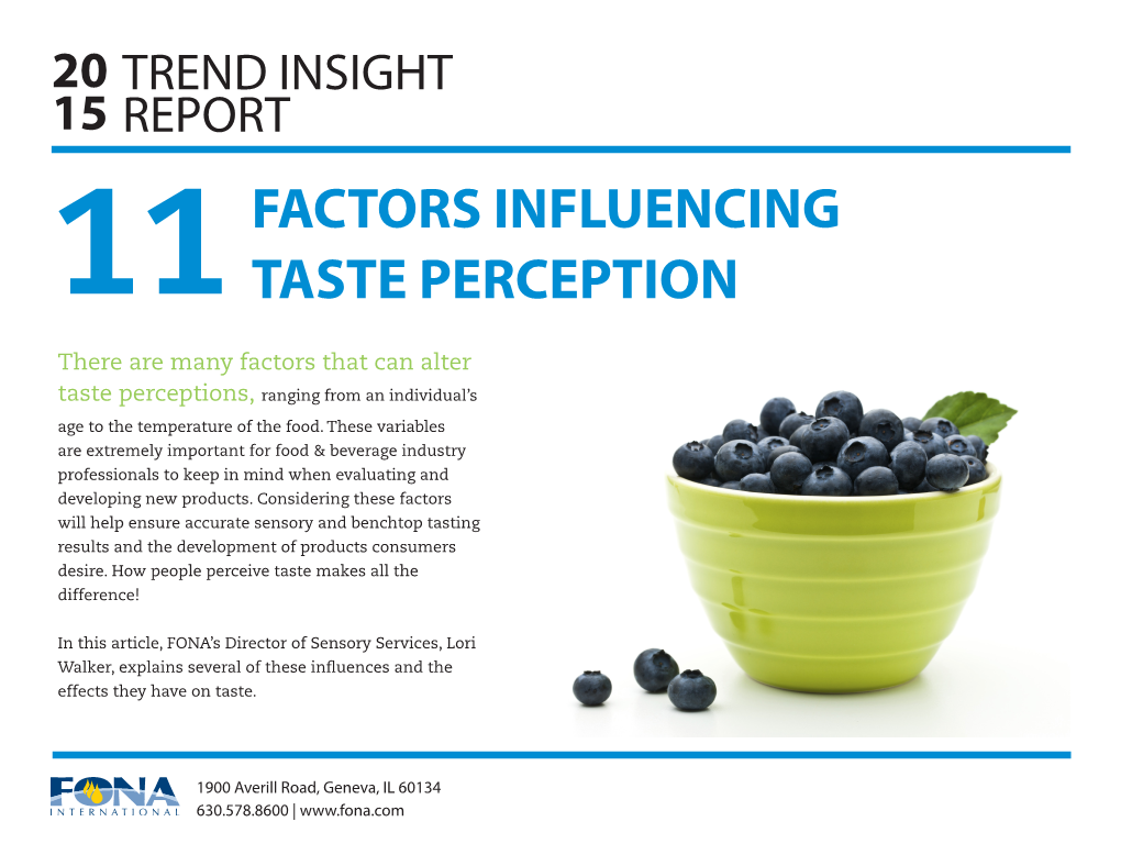 Factors Influencing Taste Perception